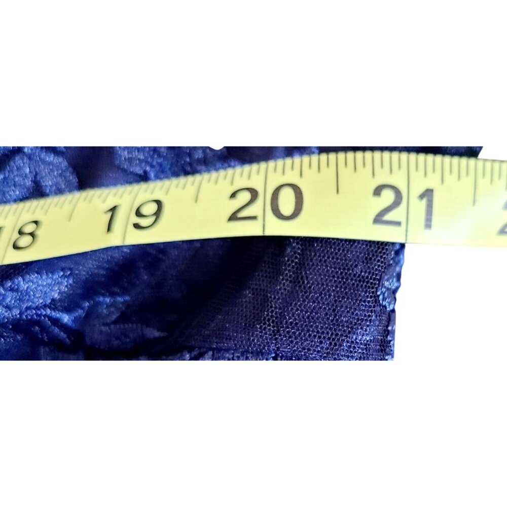 Blue Lace Chiffon Evening Gown Dress Floral V-Neck Sleeves High-Low Hem Size 2XL - Picture 11 of 16